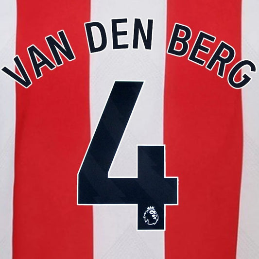 2024 2025 BRENTFORD VAN DEN BERG 4 OFFICIAL BLACK HOME PLAYER SIZE NAMESET