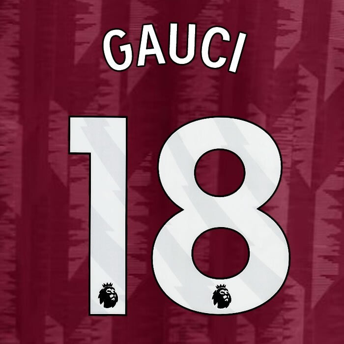 2023 2024 ASTON VILLA GAUCI 18 OFFICIAL WHITE HOME PLAYER SIZE NAMESET