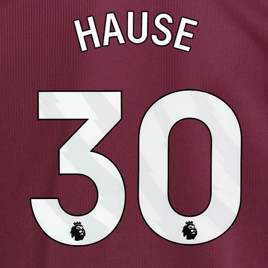 2024 2025 ASTON VILLA HAUSE 30 OFFICIAL WHITE HOME PLAYER SIZE NAMESET