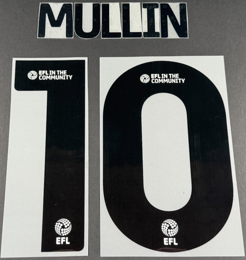 24 / 25 WREXHAM A.F.C.  MULLIN 10 OFFICIAL BLACK HOME PLAYER SIZE NAME SET