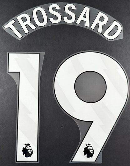 ARSENAL 2023-25 TROSSARD 19 OFFICIAL AVERY DENNISON WHITE PLAYER SIZE NAME SET