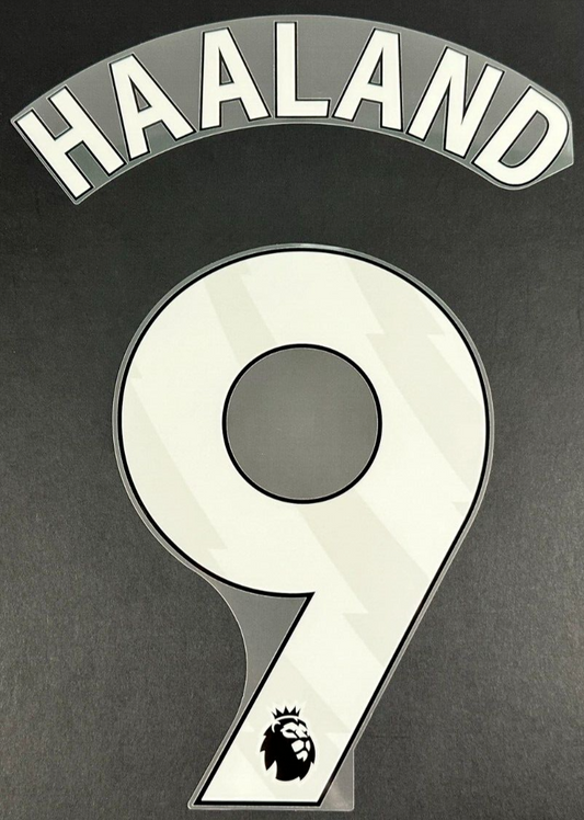 MAN CITY 2023/25 HAALAND 9 OFFICIAL AVERY DENNISON WHITE PLAYER SIZE NAME SET