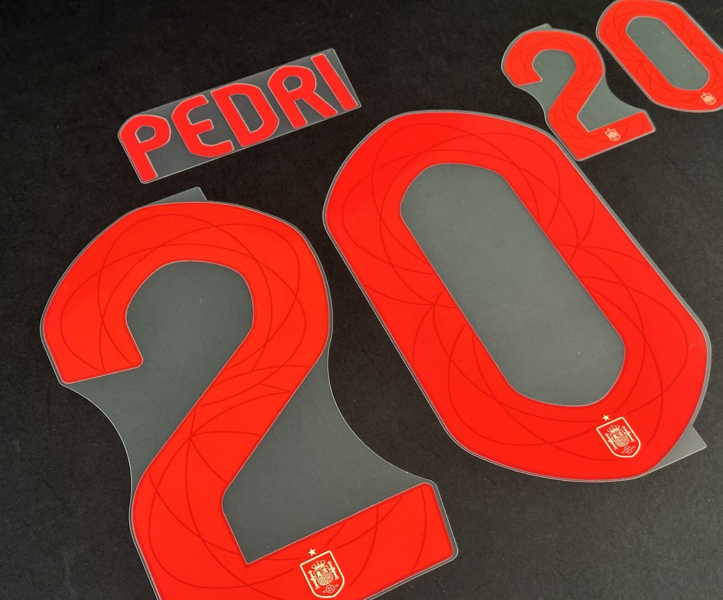 SPAIN 2024 2025 OFFICIAL AVERY DENNISON PEDRI 20 AWAY PLAYER SIZE NAMESET
