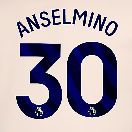 2024 2025 OFFICIAL CHELSEA ANSELMINO 30 BLUE AWAY PLAYER SIZE NAMESET