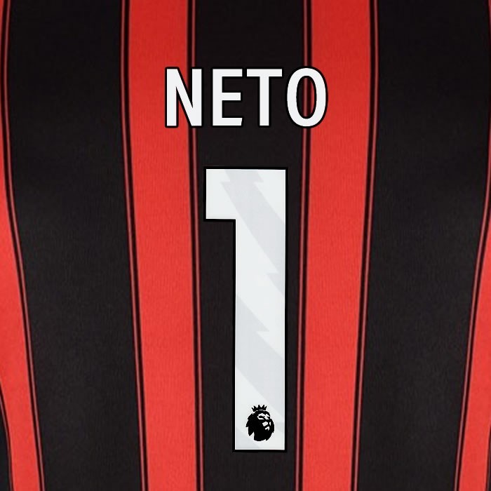 2023 2024 BOURNEMOUTH NETO 1 WHITE HOME PLAYER SIZE NAME SET