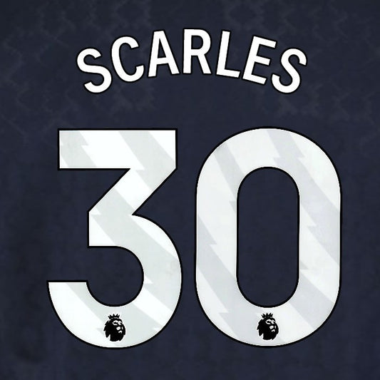 2025 2026 WEST HAM SCARLES 30 OFFICIAL WHITE 3RD PLAYER SIZE NAMESET
