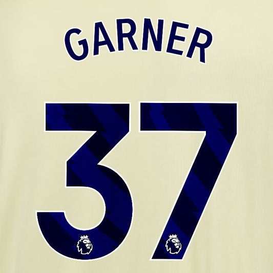 2025 2026 EVERTON GARNER 37 OFFICIAL BLUE AWAY PLAYER SIZE NAMESET