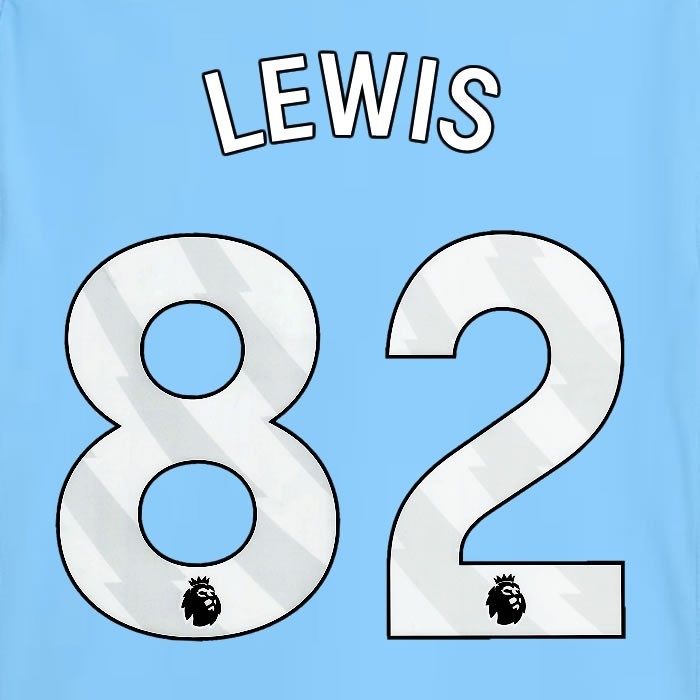 2025 2026 MANCHESTER CITY LEWIS 82 WHITE HOME PLAYER SIZE NAME SET