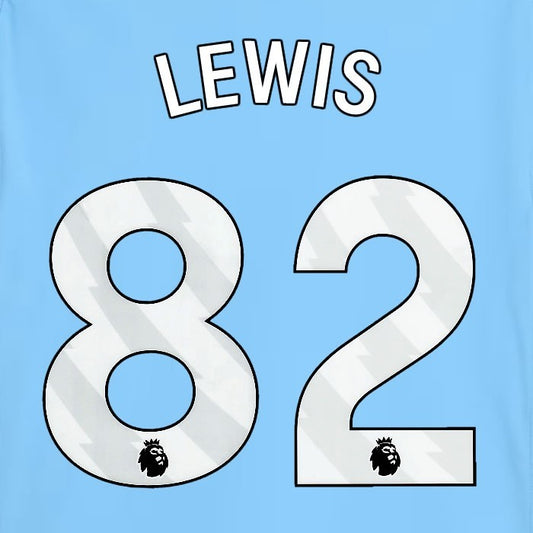 2025 2026 MANCHESTER CITY LEWIS 82 WHITE HOME PLAYER SIZE NAME SET