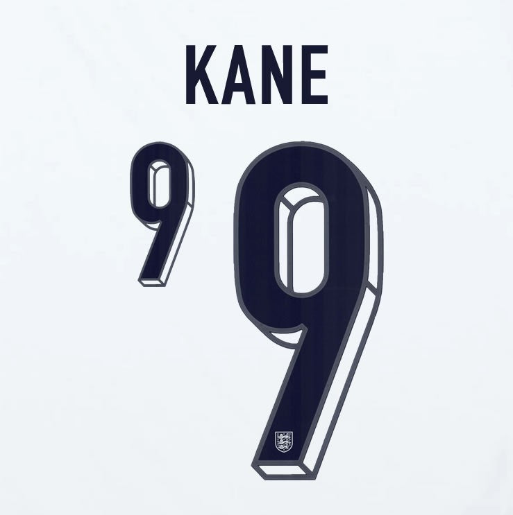 2024 2025 OFFICIAL ENGLAND KANE 9 HOME PLAYER SIZE NAME SET