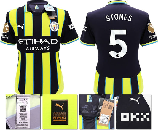 BNWT 24 25 MAN CITY PUMA AWAY STONES 5 + PATCHES FOOTBALL SHIRT MEN'S SMALL