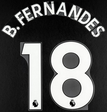 MAN UTD 19/23 B. FERNANDES 18 OFFICIAL AVERY DENNISON WHITE PLAYER SIZE NAME SET