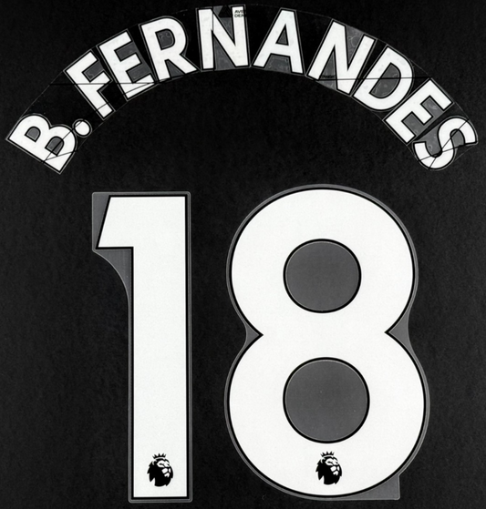 MAN UTD 19/23 B. FERNANDES 18 OFFICIAL AVERY DENNISON WHITE PLAYER SIZE NAME SET