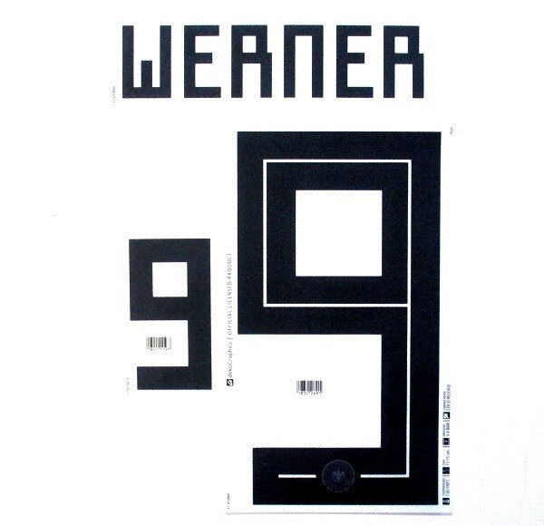 GERMANY 2018 WORLD CUP OFFICIAL DEKO GRAPHICS WERNER 9 HOME PLAYER SIZE NAMESET