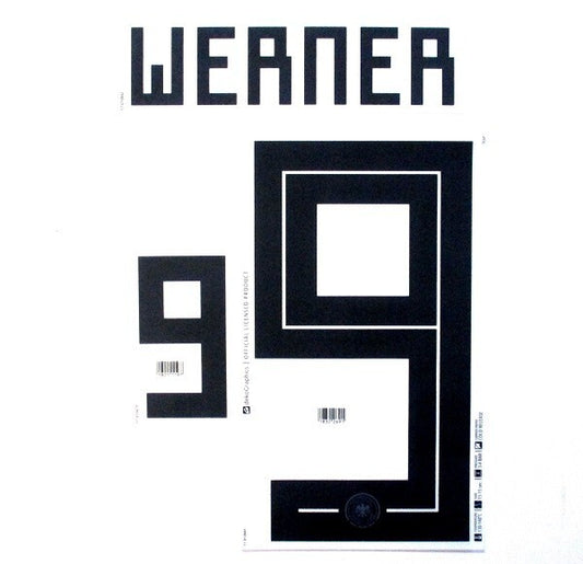 GERMANY 2018 WORLD CUP OFFICIAL DEKO GRAPHICS WERNER 9 HOME PLAYER SIZE NAMESET