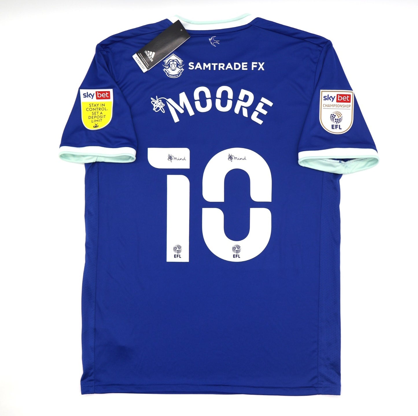 BNWT 2020 2021 ADIDAS CARDIFF CITY HOME SHIRT MOORE 10 + PATCHES MEN'S MEDIUM