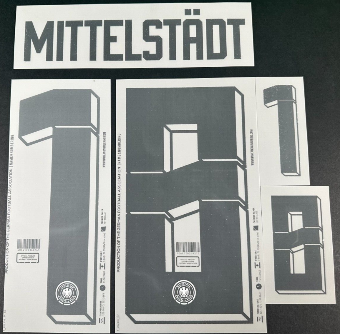 GERMANY 24-245OFFICIAL NAME & NUMBERING MITTELSTADT 18 HOME PLAYER SIZE NAMESET