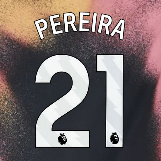 2024 2025 OFFICIAL LEICESTER CITY PEREIRA 21 WHITE AWAY PLAYER SIZE NAME SET