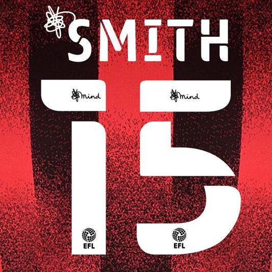 BOURNEMOUTH 2020 2021 OFFICIAL SMITH 15 ELMS UK HOME PLAYER SIZE NAME SET
