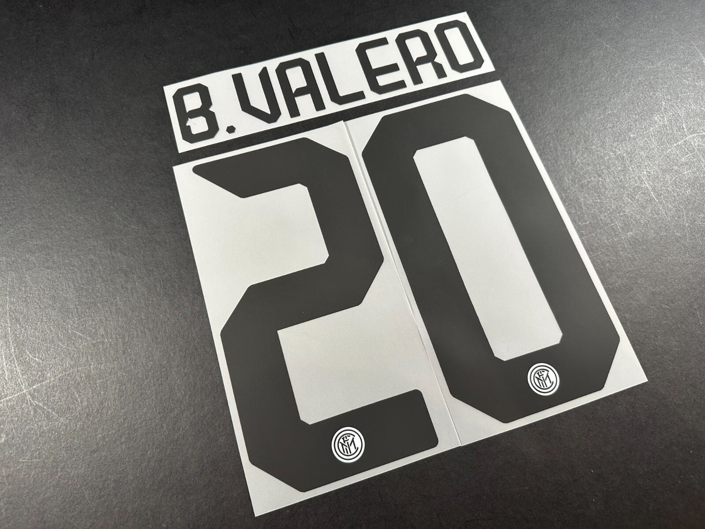 INTER MILAN 2019 2020 B. VALERO 20 OFFICIAL AWAY BLACK PLAYER SIZE NAMESET