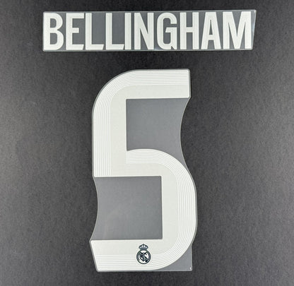 2025 2026 REAL MADRID BELLINGHAM 5 OFFICIAL AWAY PLAYER SIZE NAMESET