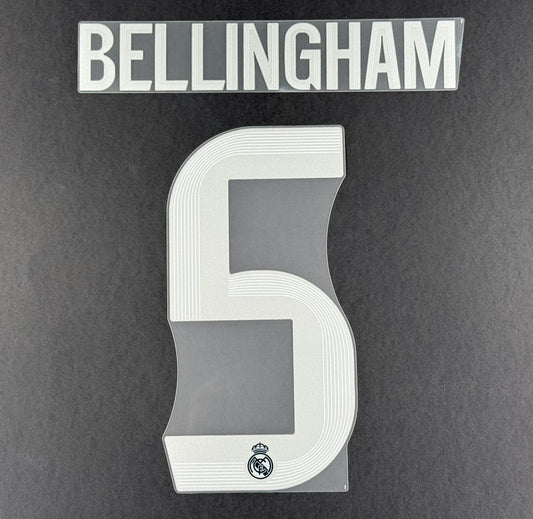2025 2026 REAL MADRID BELLINGHAM 5 OFFICIAL AWAY PLAYER SIZE NAMESET