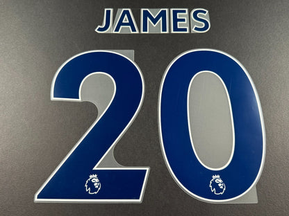 LEEDS UNITED 2022 2023 JAMES 20 OFFICIAL AVERY BLUE PLAYER SIZE NAME SET