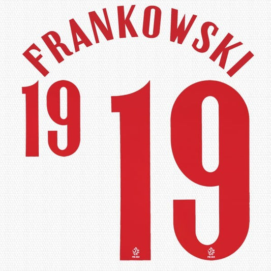 2020 2021 OFFICIAL POLAND FRANKOWSKI 19 HOME RED PLAYER SIZE NAMESET