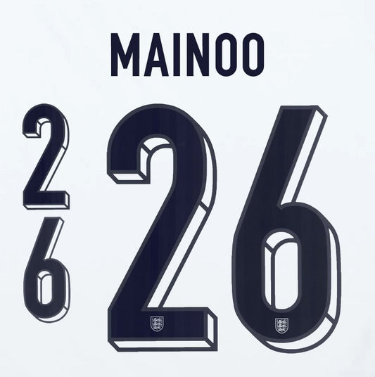 2024 2025 OFFICIAL ENGLAND MAINOO 26 HOME PLAYER SIZE NAME SET