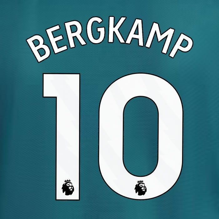2023 2024 ARSENAL BERGKAMP 10 WHITE 3RD OFFICIAL PLAYER SIZE NAME SET