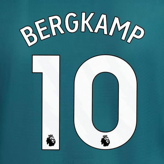 2023 2024 ARSENAL BERGKAMP 10 WHITE 3RD OFFICIAL PLAYER SIZE NAME SET