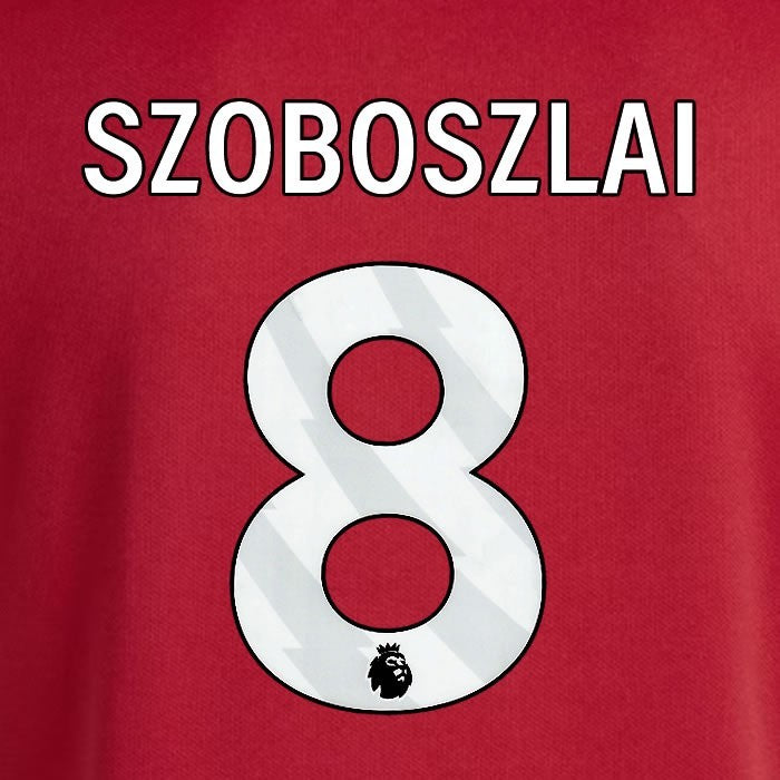 2025 2026 OFFICIAL LIVERPOOL SZOBOSZLAI 8 WHITE HOME PLAYER SIZE NAMESET