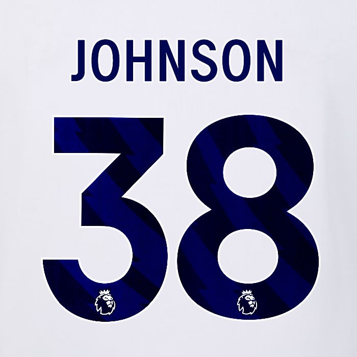 2023 2024 LUTON TOWN OFFICIAL JOHNSON 38 BLUE AWAY PLAYER SIZE NAMESET