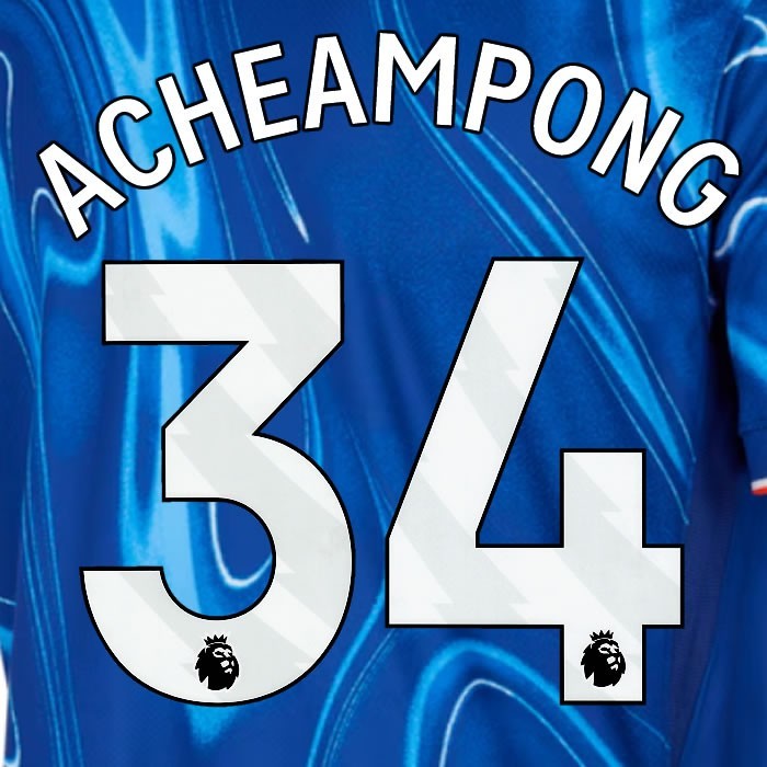 2024 2025 OFFICIAL CHELSEA ACHEAMPONG 34 WHITE HOME PLAYER SIZE NAMESET