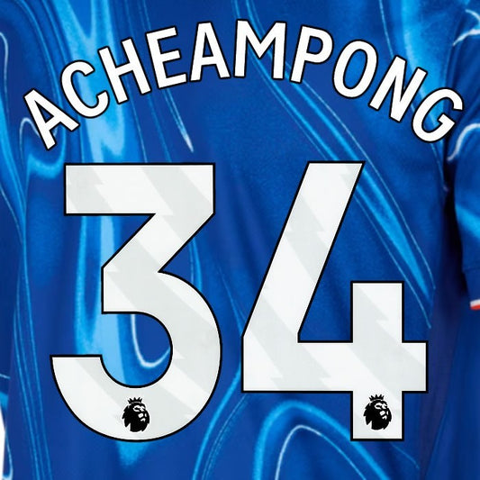 2024 2025 OFFICIAL CHELSEA ACHEAMPONG 34 WHITE HOME PLAYER SIZE NAMESET