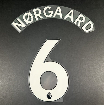 BRENTFORD 2019 2023 NORGAARD 6 OFFICIAL AVERY DENNISON WHITE PLAYER SIZE NAMESET