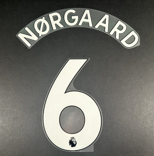 BRENTFORD 2019 2023 NORGAARD 6 OFFICIAL AVERY DENNISON WHITE PLAYER SIZE NAMESET