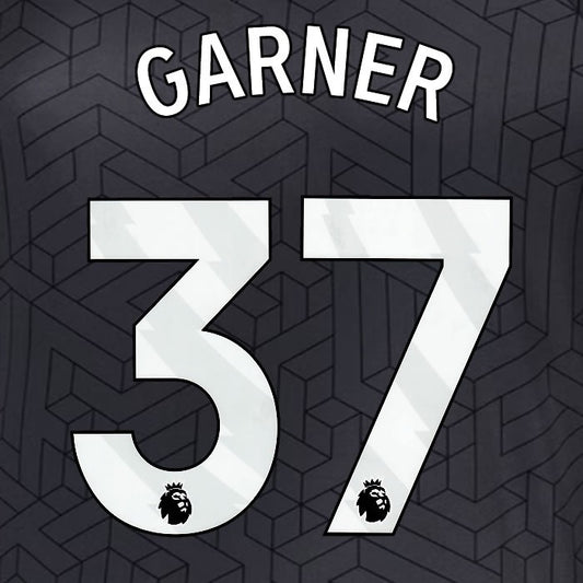 2024 2025 EVERTON GARNER 37 OFFICIAL WHITE AWAY PLAYER SIZE NAMESET