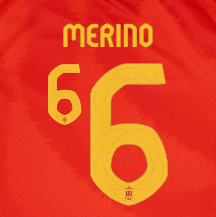 2024 2025 OFFICIAL SPAIN MERINO 6 HOME PLAYER SIZE NAMESET
