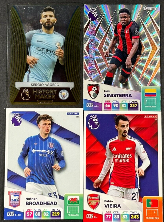4 X PANINI CARDS -  3  CARDS AND 1 HISTORY MAKER CARD SERGIO AGUERO