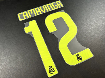 2022 2023 AVERY DENNISON REAL MADRID CAMAVINGA 12 3RD GREEN PLAYER SIZE NAMESET