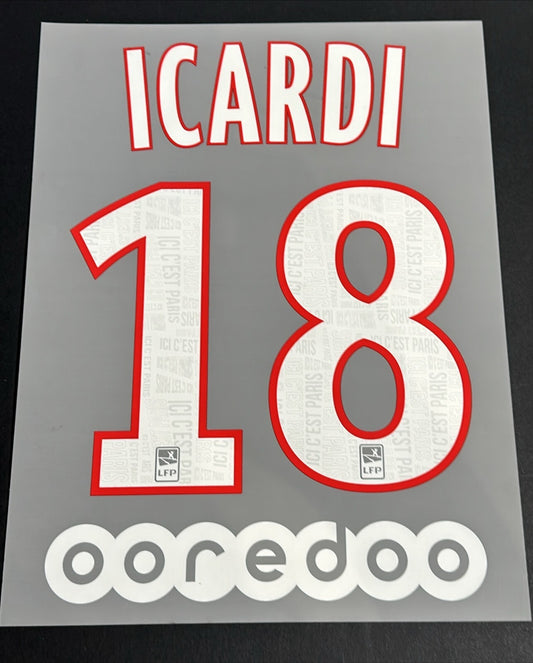 2019 2020 PSG ICARDI 18 OFFICIAL MONBLASON HOME PLAYER SIZE NAME SET