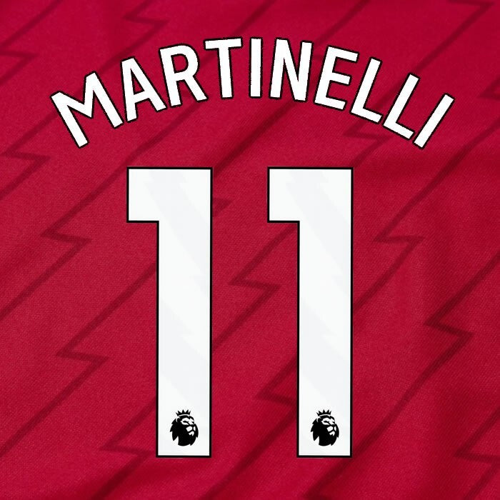 ARSENAL 2023/24 MARTINELLI 11 OFFICIAL AVERY DENNISON WHITE PLAYER SIZE NAME SET
