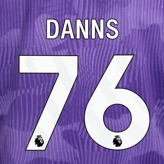 2023 2024 OFFICIAL LIVERPOOL DANNS 76 WHITE 3RD PLAYER SIZE NAMESET