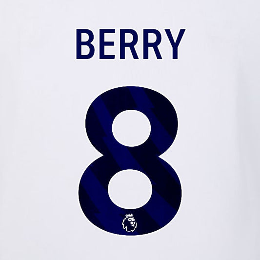 2023 2024 LUTON TOWN OFFICIAL BERRY 8 BLUE AWAY PLAYER SIZE NAMESET