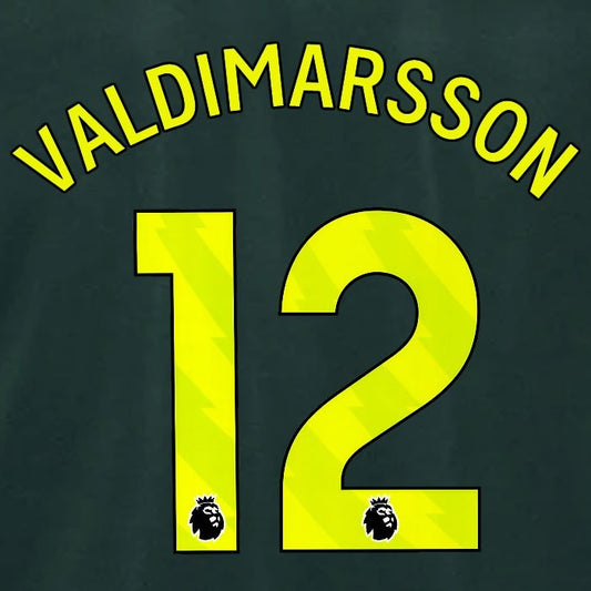 2024 2025 BRENTFORD VALDIMARSSON 12 OFFICIAL YELLOW 3RD PLAYER SIZE NAMESET