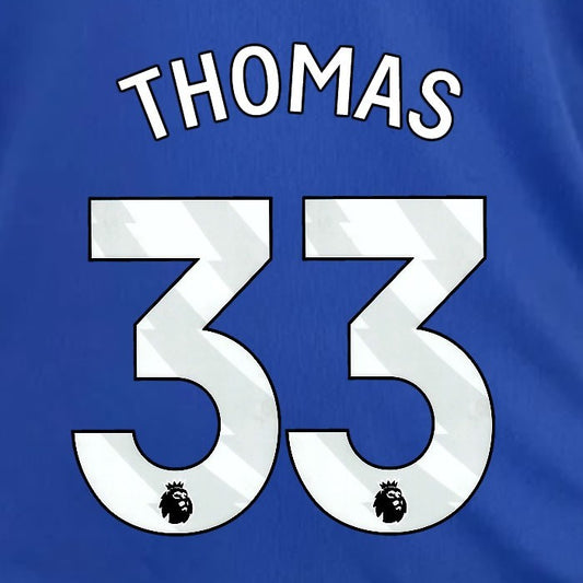 2024 2025 OFFICIAL LEICESTER CITY THOMAS 33 WHITE HOME PLAYER SIZE NAME SET
