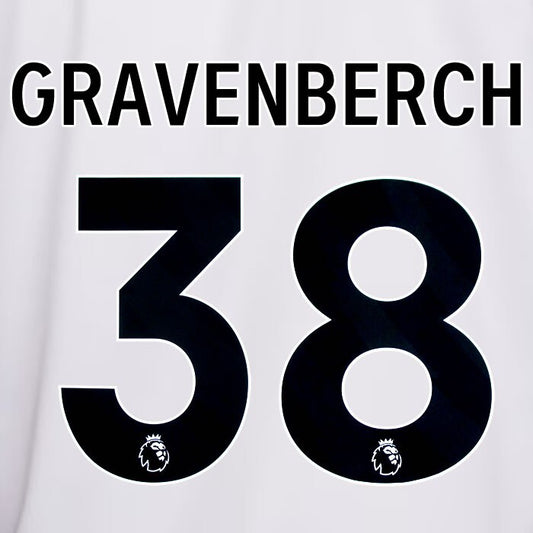 2023 2024 OFFICIAL LIVERPOOL GRAVENBERCH 38 BLACK AWAY PLAYER SIZE NAMESET