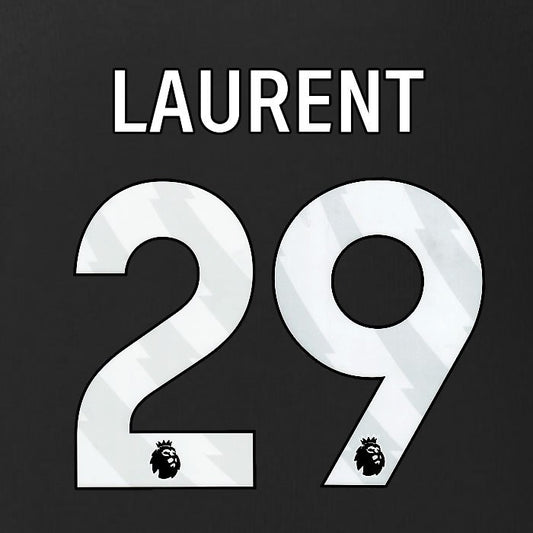 2025 2026 BURNLEY LAURENT 29 OFFICIAL WHITE 3RD PLAYER SIZE NAMESET