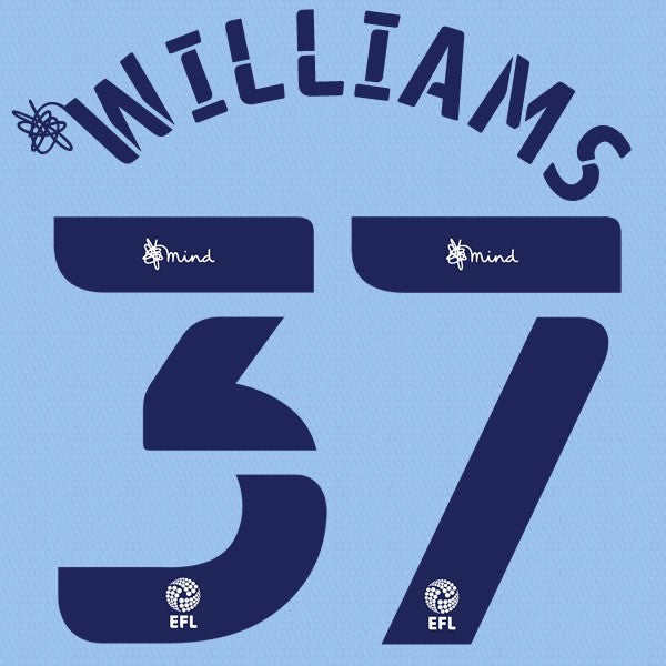 BARNSLEY 2020 2021 OFFICIAL WILLIAMS 37 HOME PLAYER SIZE NAME SET